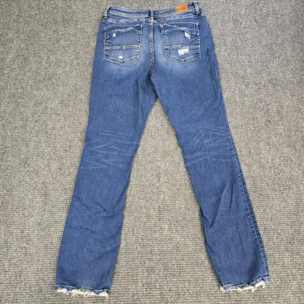 BKE Gabby Jeans Womens 31x34 Curvy Fit High Rise Straight Distressed Blue